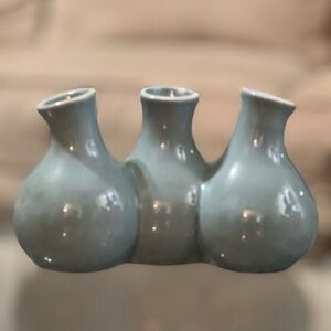 TII Collection Pretty Little Pastel Aqua Triple Bud Vase